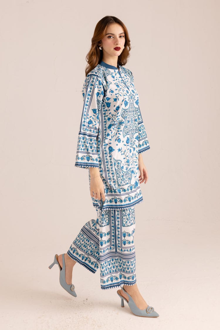 Stylish Self Printed Blue Floral